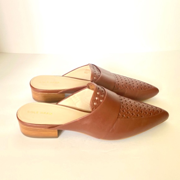 Cole Haan Marlee Cherry Mahogany Weave Mules - Picture 3 of 12